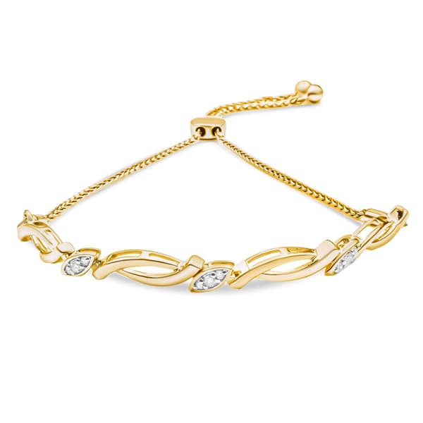 Haus of Brilliance 14kt. Yellow Gold Plated Diamond Bolo Bracelet