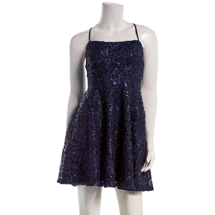 Juniors Emerald Sundae Eyelash Cross Back Skater Dress