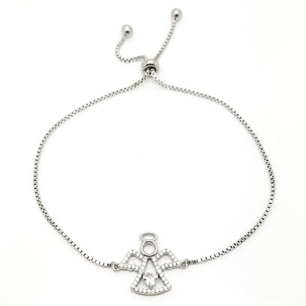 Sterling Silver & Cubic Zirconia Angel Wing Bracelet - image 