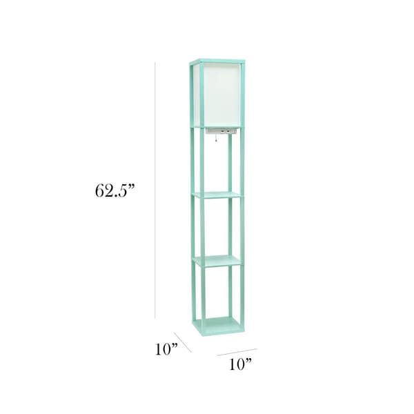 Simple Designs Floor Lamp Organizer Storage Shelf w/2 USB Ports