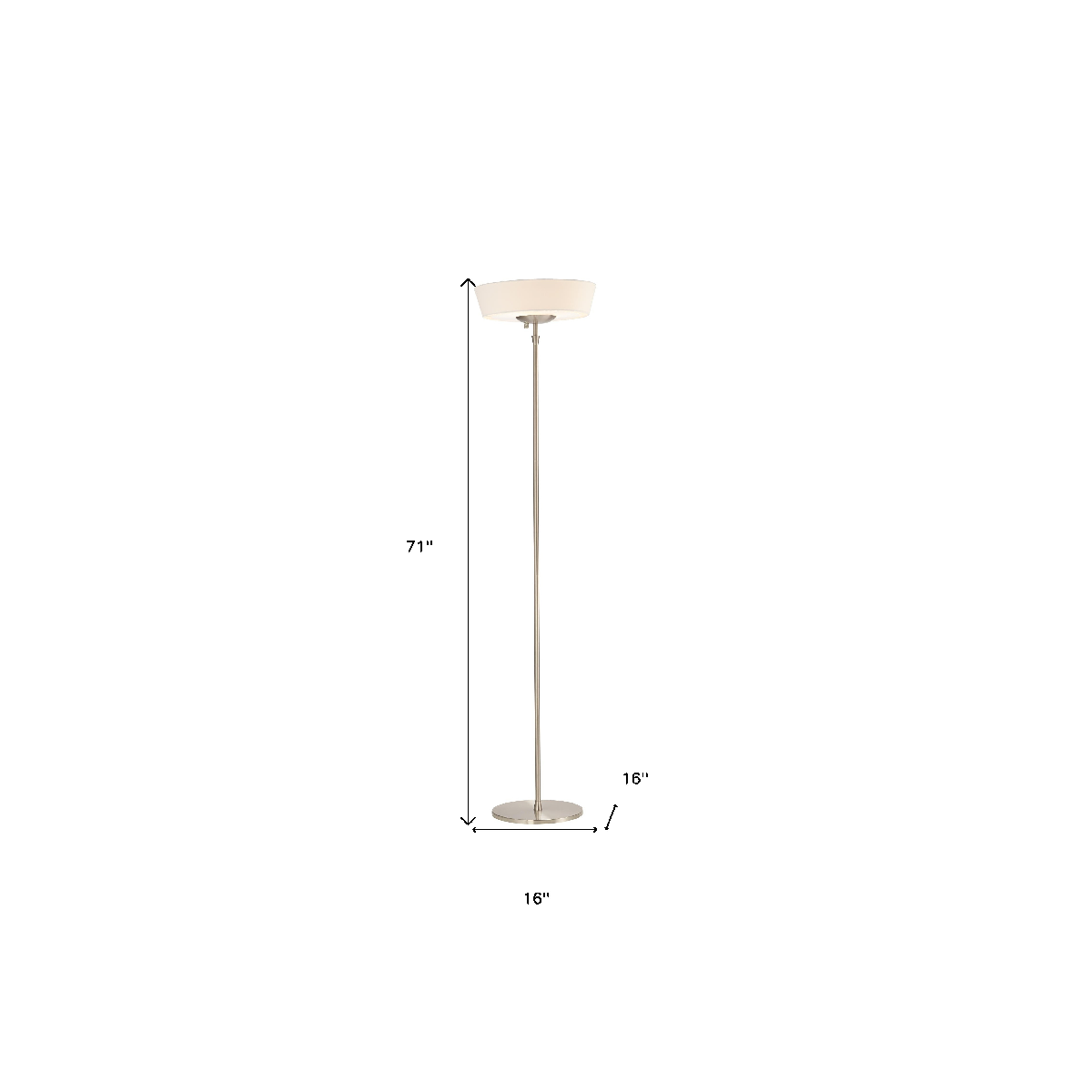 HomeRoots 71in. Brushed LED Torchiere Floor Lamp