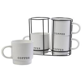 Azzure Set of 4 Stackable Embossed Coffee Mugs