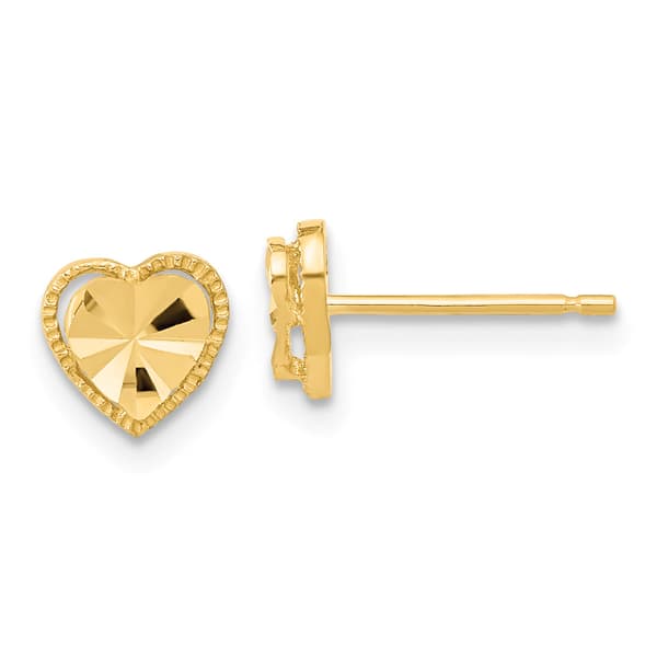 Gold Classics&#40;tm&#41; 14kt. Diamond Heart Post Earrings - image 
