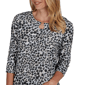 Petite Hearts of Palm Berry Fabulous Animal Square Ring Blouse - image 5