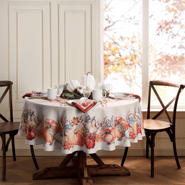 Threadmade Botanical Harvest Pumpkin Engineered Tablecloth