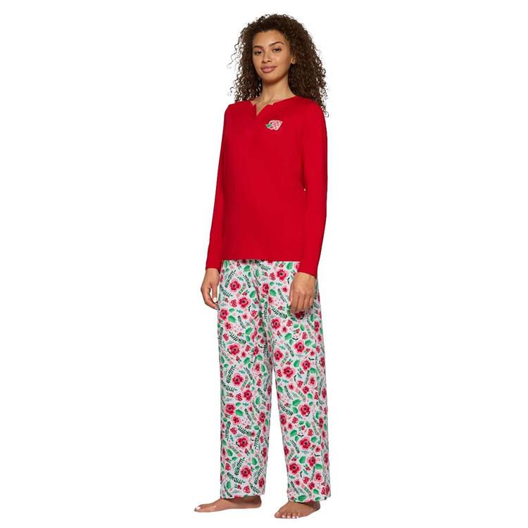 Womens HUE® Long Sleeve Salsa Folded Timeless Pajama Set