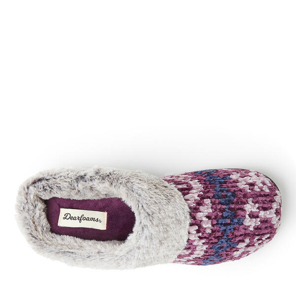 Womens Dearfoams® Print Cani Chenille Clog Slippers - Purple