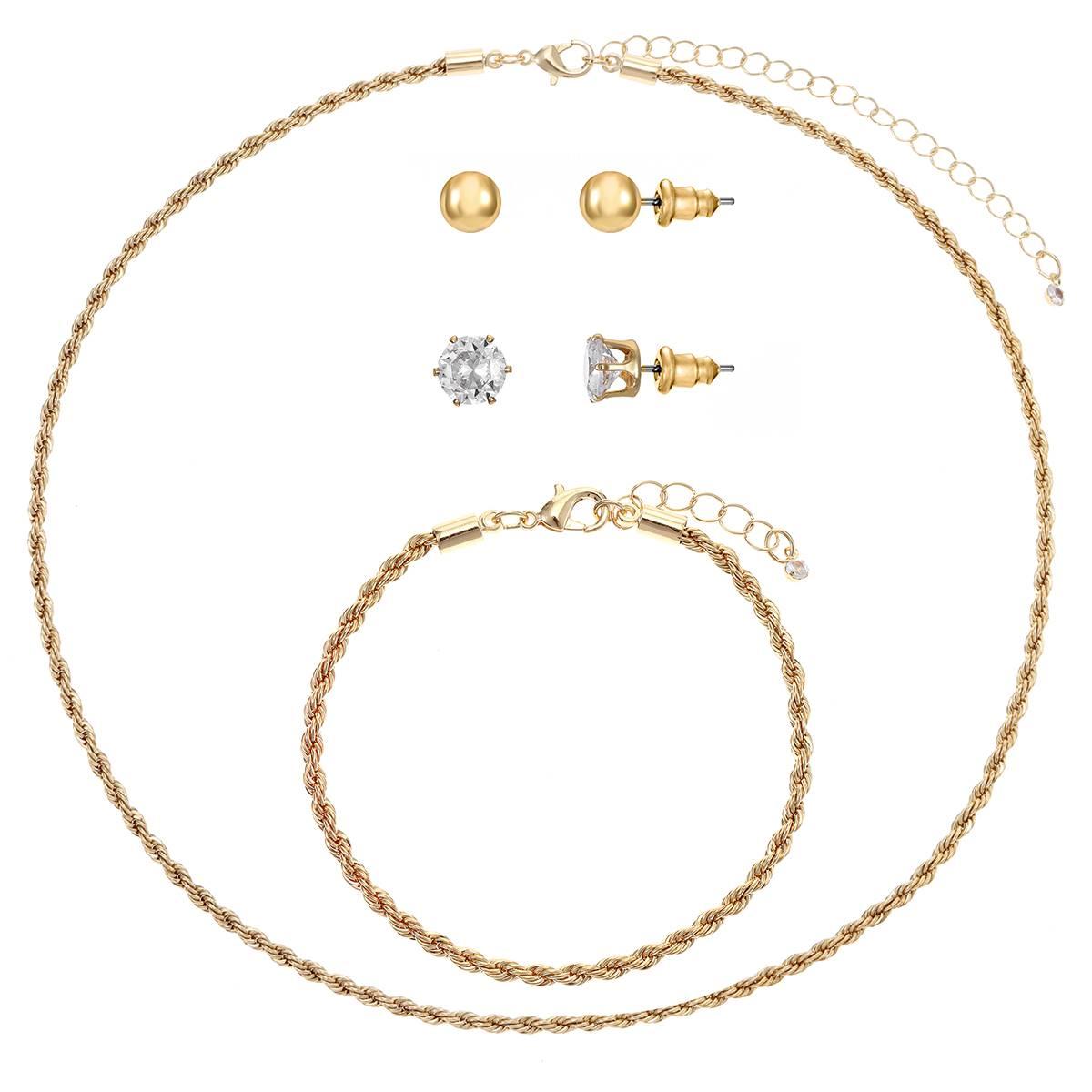 Design Collection Curb Chain Necklace/Bracelet & Earring Set