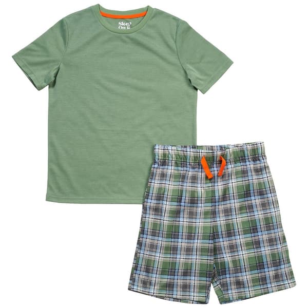 Boys (6-14) Sleep On It(R)  2pc. Tee & Plaid Shorts Pajama Set - image 