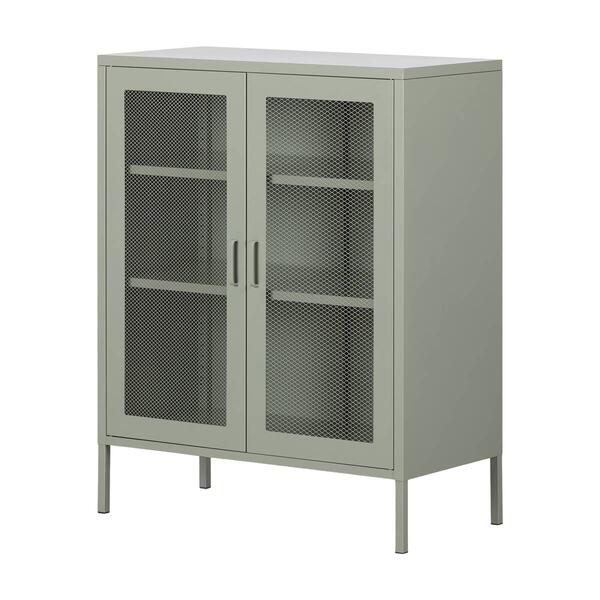 South Shore Crea Sage Green Metal Mesh 2-Door Accent Cabinet - image 