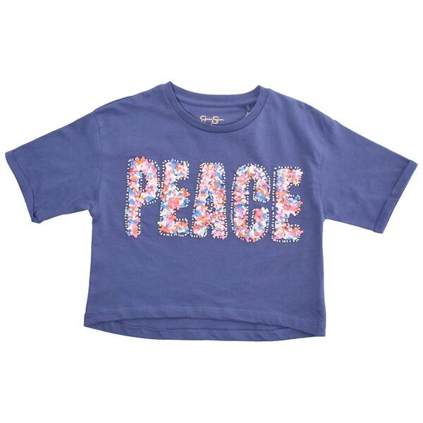 Girls &#40;7-16&#41; Jessica Simpson Peace Beaded Applique Boxy Tee - image 