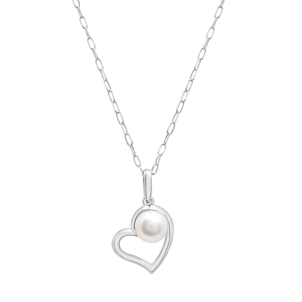 Precious Elegance(tm) Sterling Silver Heart Floating Pearl Necklace - image 