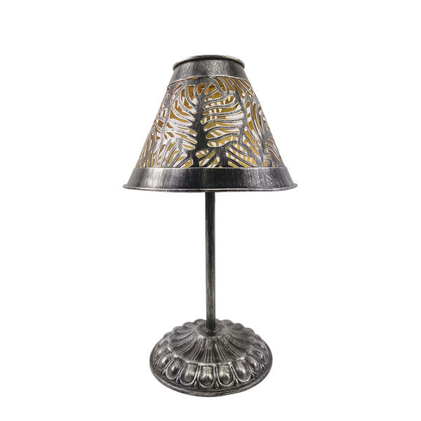12in. Solar Metal Cut-Out Lamp - Silver - image 