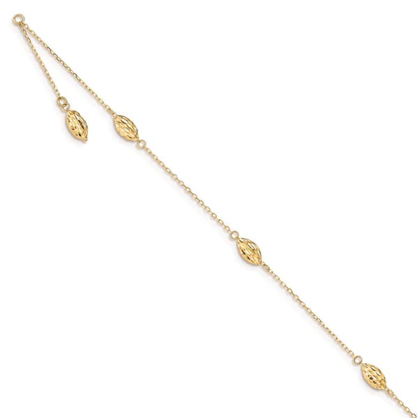 Gold Classics(tm) 14kt. Gold Polished Puffed Rice Bead 9in. Anklet - image 
