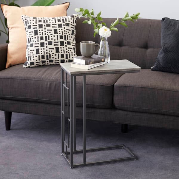 9th & Pike® Grey Metal and Wood Contemporary Accent Table