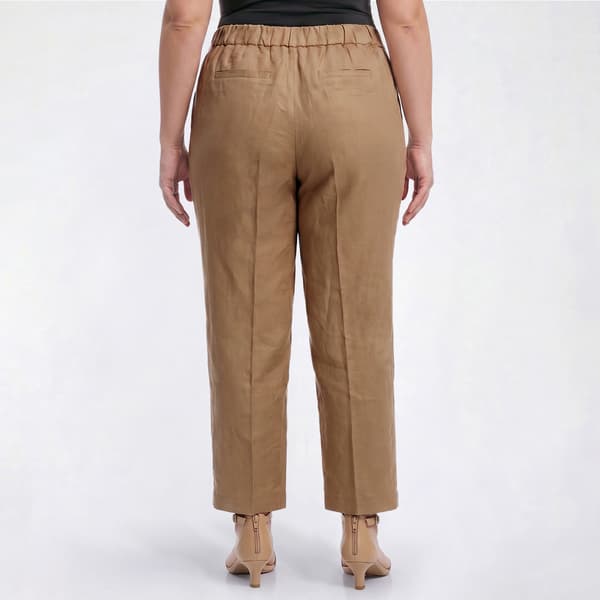 Plus Size Kasper Pull On Linen Straight Leg Dress Pants