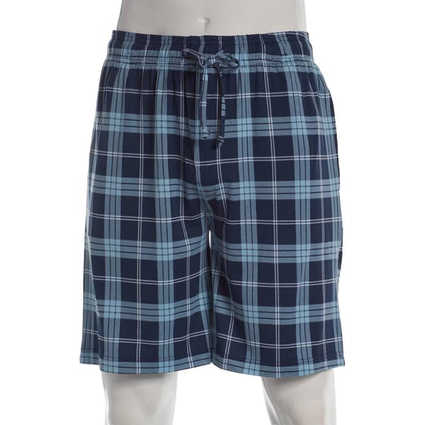 Mens Preswick & Moore(R) Plaid Drawstring Pajama Shorts - Blue