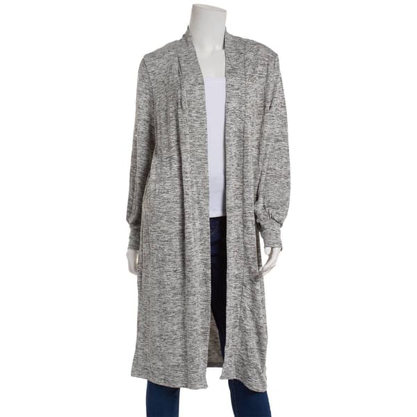 Womens NY Collection Long Pearl Sleeve Knit Hacci Cardigan