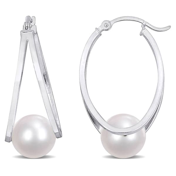 Gemstone Classics&#40;tm&#41; Sterling Silver Cultured Pearl Earrings - image 