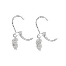 Silver Plate Cubic Zirconia Heart Dangle Earrings