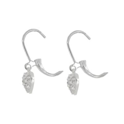 Silver Plate Cubic Zirconia Heart Dangle Earrings