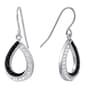 Silver Plated Black and White Crystal Open Teardrop Earrings - image 1