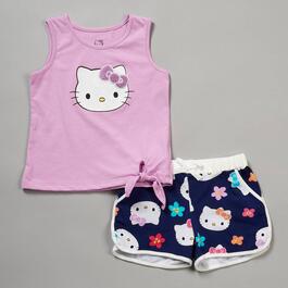Toddler Girl Hello Kitty&#40;R&#41; Solid Tank and Floral Shorts Set