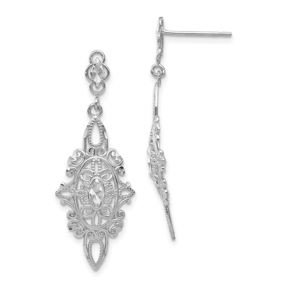 Gold Classics&#40;tm&#41; 14kt. White Gold Filigree Dangle Earrings - image 