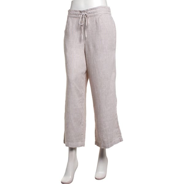 Womens Per Se Drawstring Waist Wide Leg Stripe Pants - image 