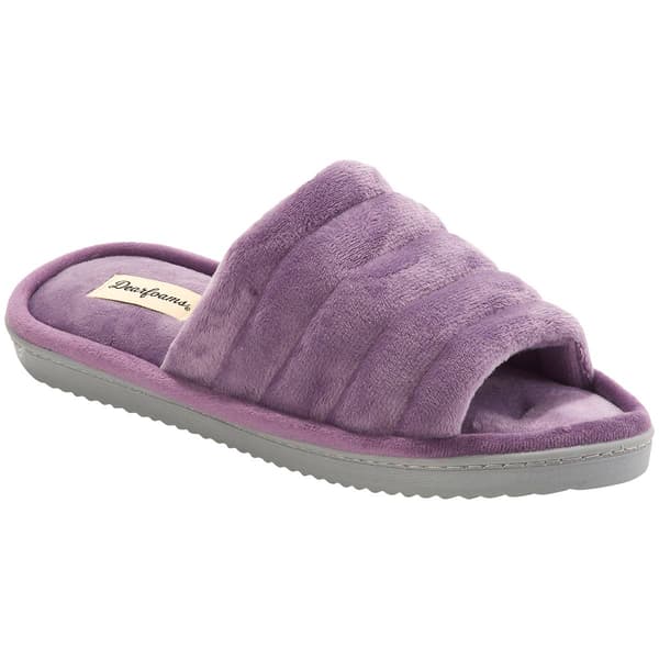 Womens Dearfoams(R) Quilted Velour Slide Slippers - image 