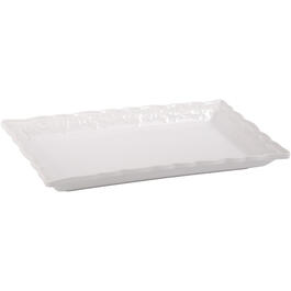 Home Essentials 13in. White Rectangle Ruffle Edge Tray