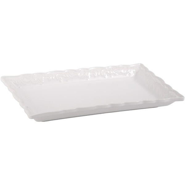 Home Essentials 13in. White Rectangle Ruffle Edge Tray - image 