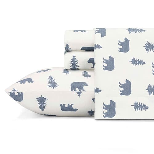 Eddie Bauer Bears &amp; Trees Flannel Sheet Set - image 