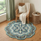 HomeRoots Green Wool Floral Hand Tufted Round Area Rug - image 2