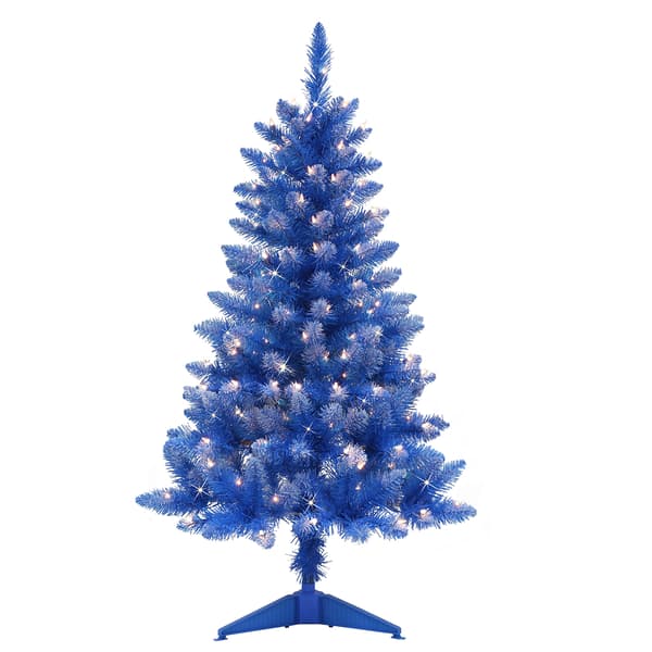 Puleo International 4ft. Pre-Lit Blue Pine Tree - image 