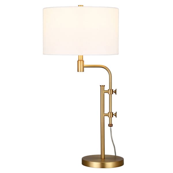 HomeRoots 32in. Brass Metal Adjustable Table Lamp