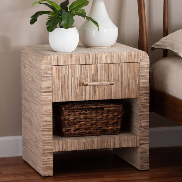 bali & pari Callan Bohemian Woven Natural Grasscloth Nightstand