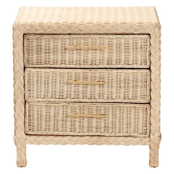 bali & pari Lanica Japandi Rattan 3-Drawer Nightstand