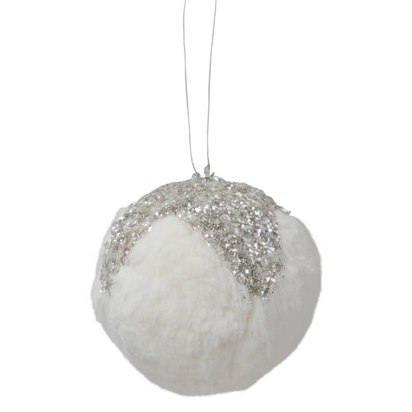 Northlight 4.25in. Glittered White and Silver Sequined Christmas