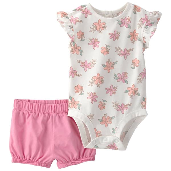 Baby Girl (3-24M) Carter''s(R) Floral Bodysuit & Short Set - image 