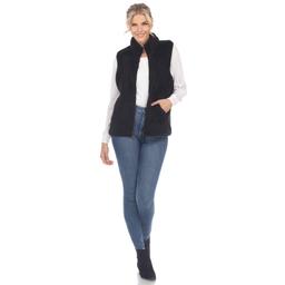 Womens White Mark Zip Up Sherpa Vest