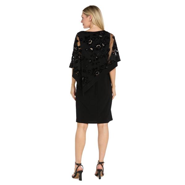 Petite R&M Richards Solid Shift Dress with Asymmetric Poncho