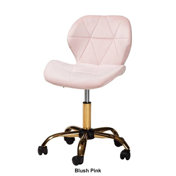 Baxton Studio Savara Glam & Luxe Velvet Swivel Office Chair