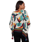 Womens Ruby Rd. Tropical Noir Elbow Sleeve Paradise Birds Blouse - image 2