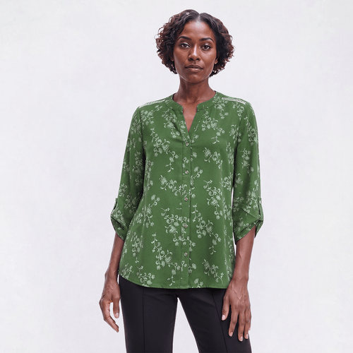 Womens Cure 3/4 Roll Tab Sleeve Floral Airflow Blouse