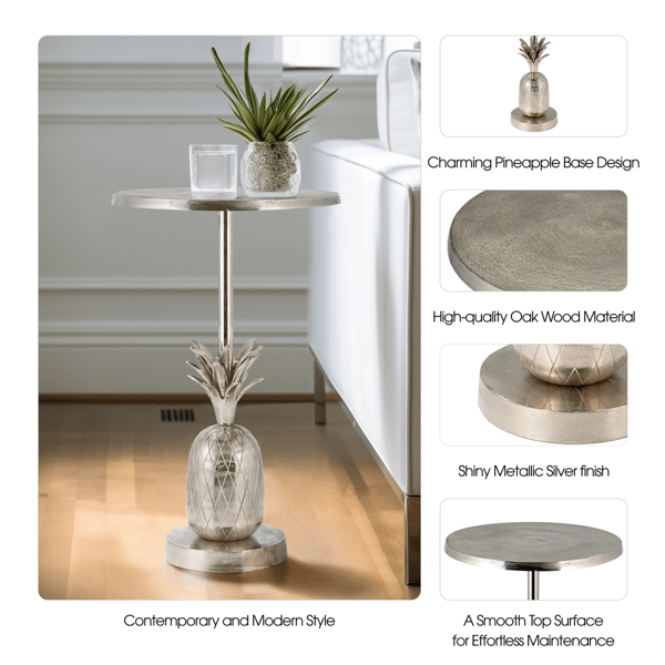 Sagebrook Home Modern Pineapple Base Metal Accent Table