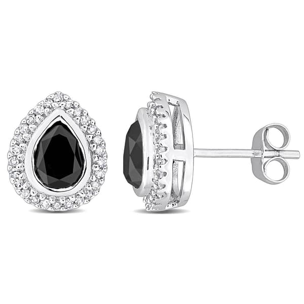 Sophia B 2 1/5ctw. Black & White Pear Diamond Earrings - image 