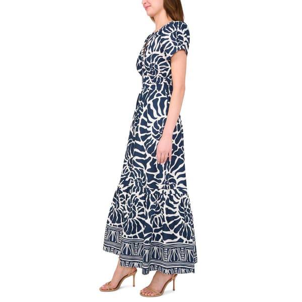 Womens MSK Short Sleeve Split Neck Smock Waist Maxi Dress