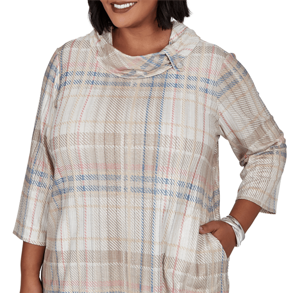 Plus Size Alfred Dunner Sunset Ridge Shimmer Plaid Sweater