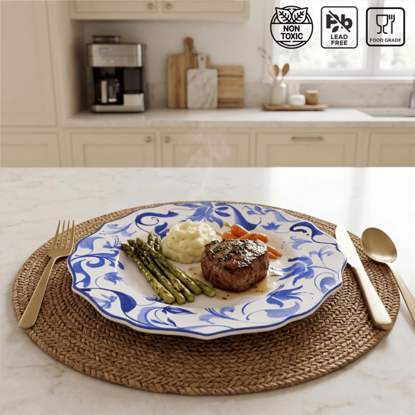 222 Fifth Ayla 12pc. Blue Porcelain Dinnerware Set